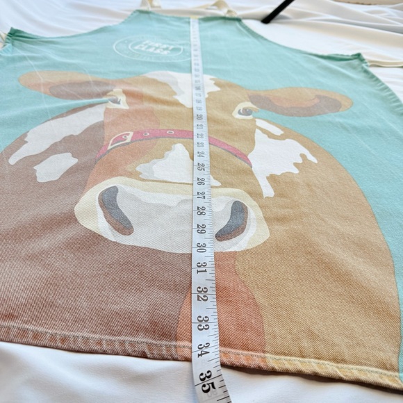 Apron with Cow Print in Green and Brown - Picture 4 of 13